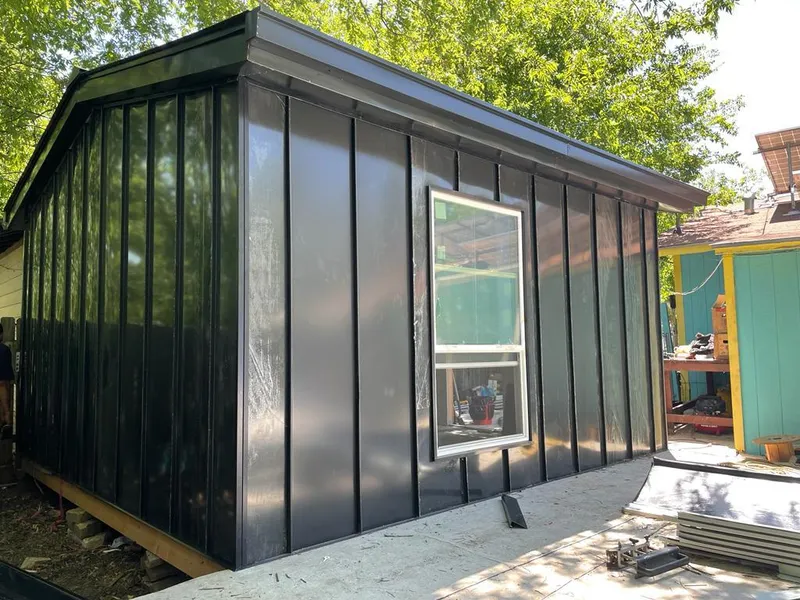 Black standing seam metal wall panels for Metal Roof Installation in Edison